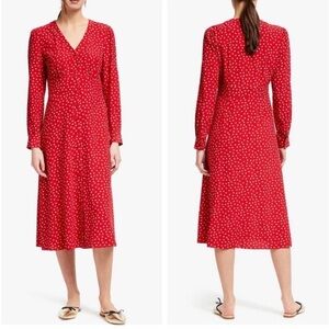 Boden Elsie Button Spot Poinsettia Midi Dress 8